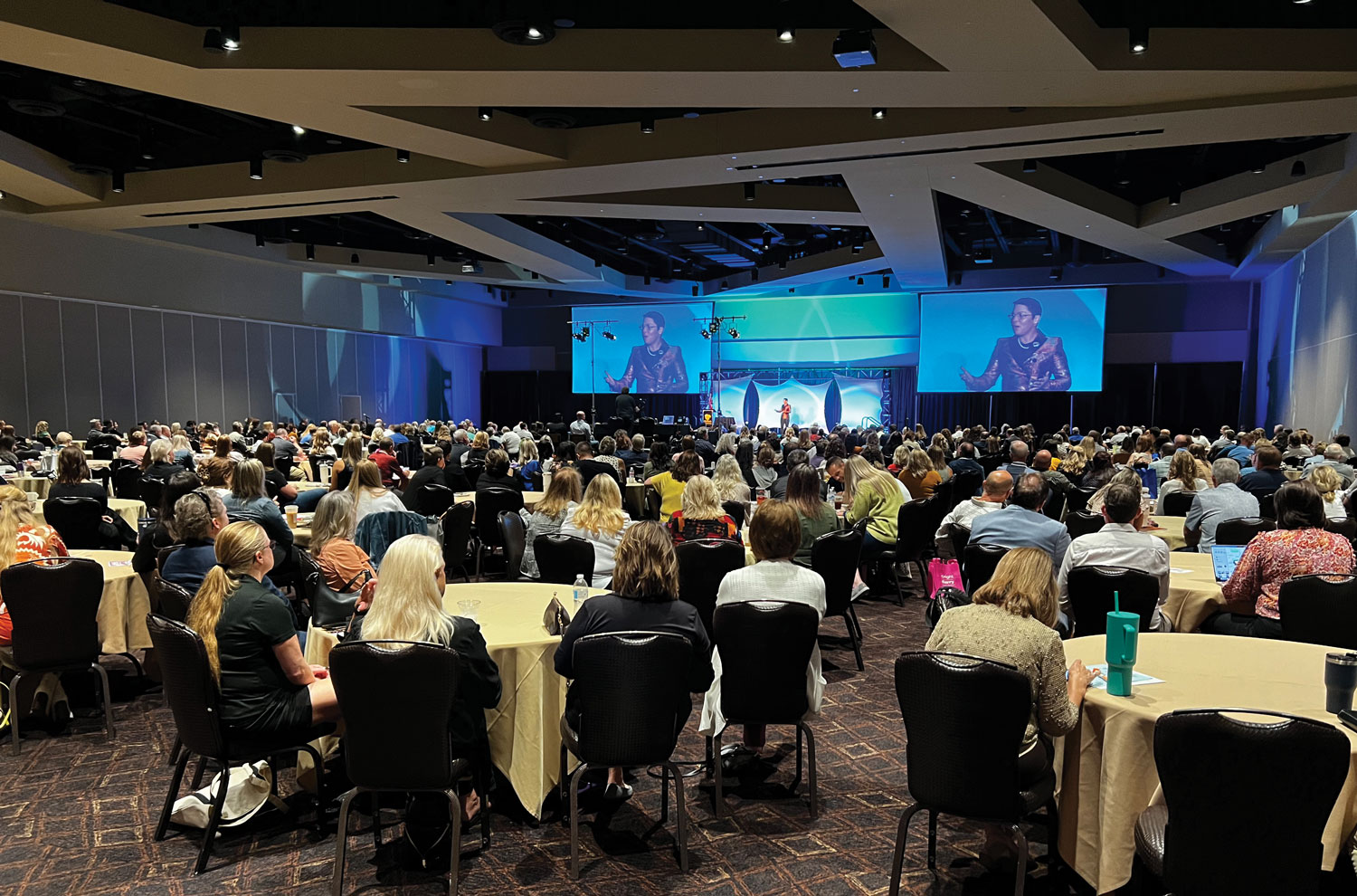 Keynote speech with large convention audience
