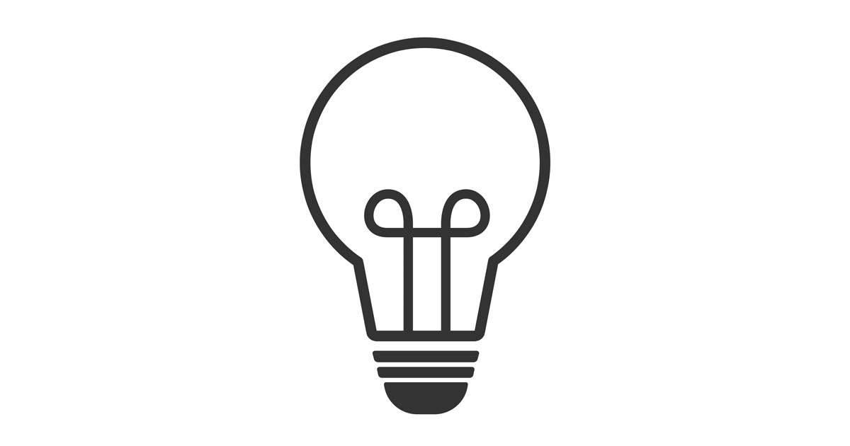 Black and white illustration of lightbulb